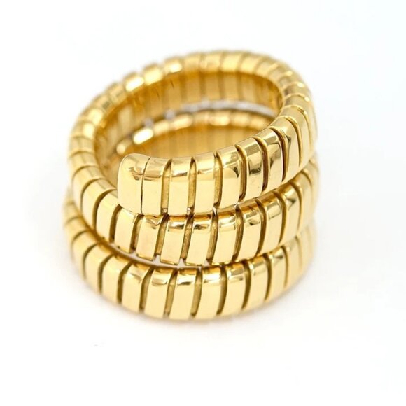 BVLGARI Bulgari Tubogas Snake Ring size US6.5 18k Yellow Gold 750 Auth w/Box - Picture 3 of 8